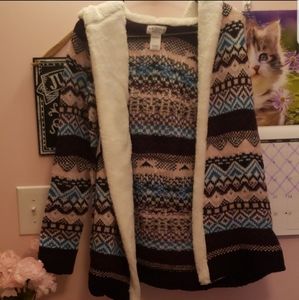 Aztec Patterned Cardigan with Hood